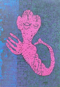Pink Slug, acrylic painting by Nguyen Thi Mai