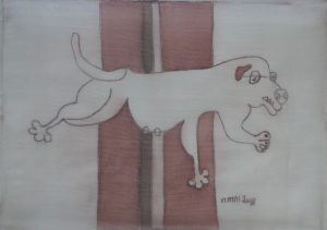 Pooch 005, silk painting by Nguyen Thi Mai