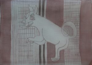 Pooch 006, silk painting by Nguyen Thi Mai