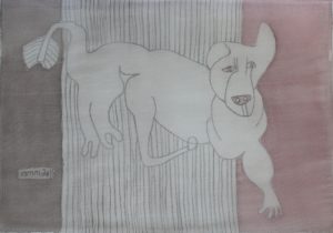 Pooch 008, silk painting by Nguyen Thi Mai