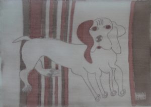 Pooch 009, silk painting by Nguyen Thi Mai