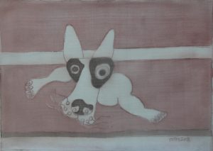 Pooch 012, silk painting by Nguyen Thi Mai