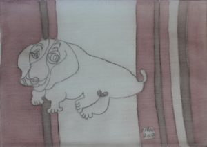 Pooch 014, silk painting by Nguyen Thi Mai