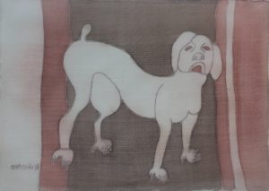 Pooch 018, silk painting by Nguyen Thi Mai