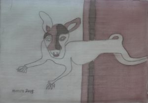 Pooch 020, silk painting by Nguyen Thi Mai