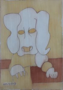 Pooch 049, silk painting by Nguyen Thi Mai
