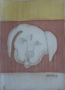 Pooch 052, silk painting by Nguyen Thi Mai
